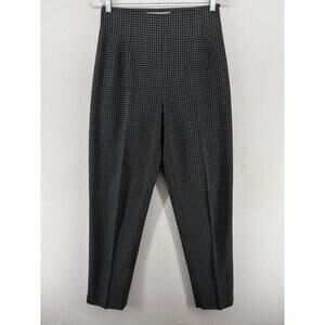 SUSIE TOMPKINS Pants 10 Wool Blend Gingham Check High Waist Trouser Gray HK VTG